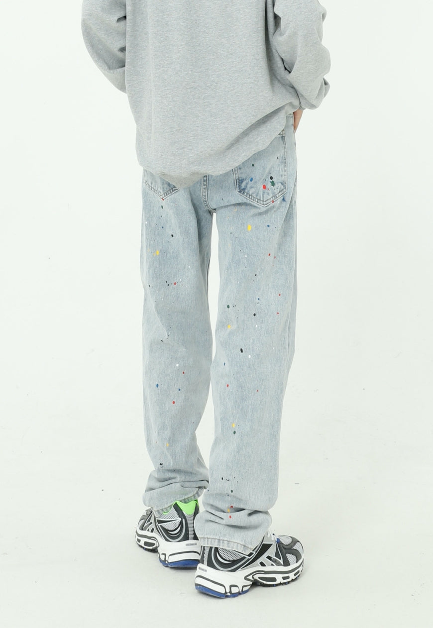 Men's Paint splattered blue jeans