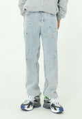 Men's Paint splattered blue jeans