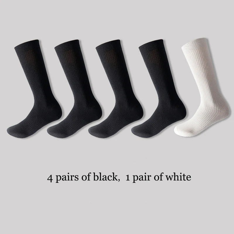 Men's Black White Mid-length Socks