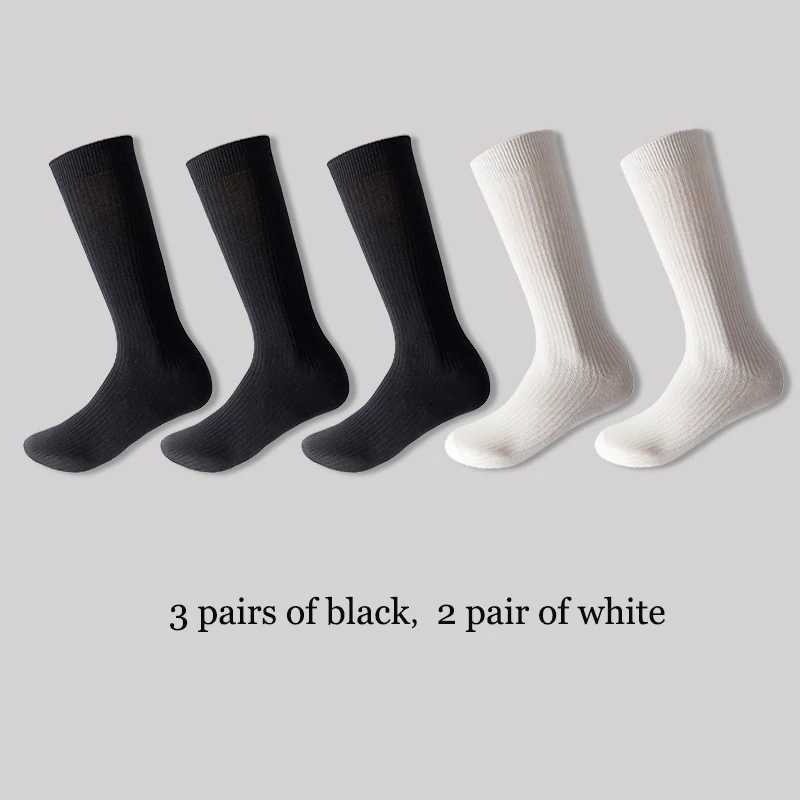 Men's Black White Mid-length Socks