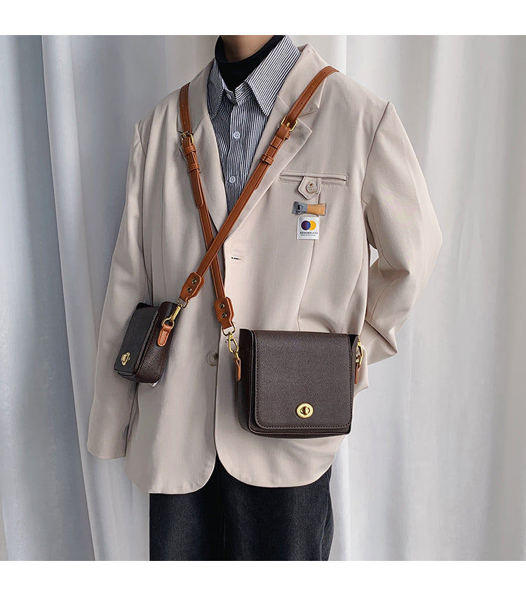 UZIP DESIGN Men's Brown leather crossbody bag