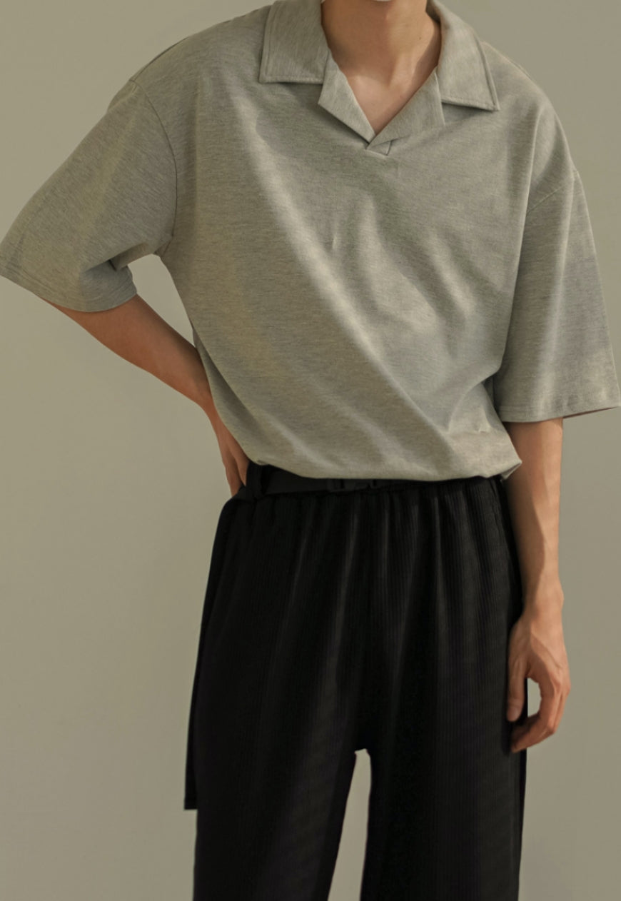 Men's Summer collar solid color t-shirt