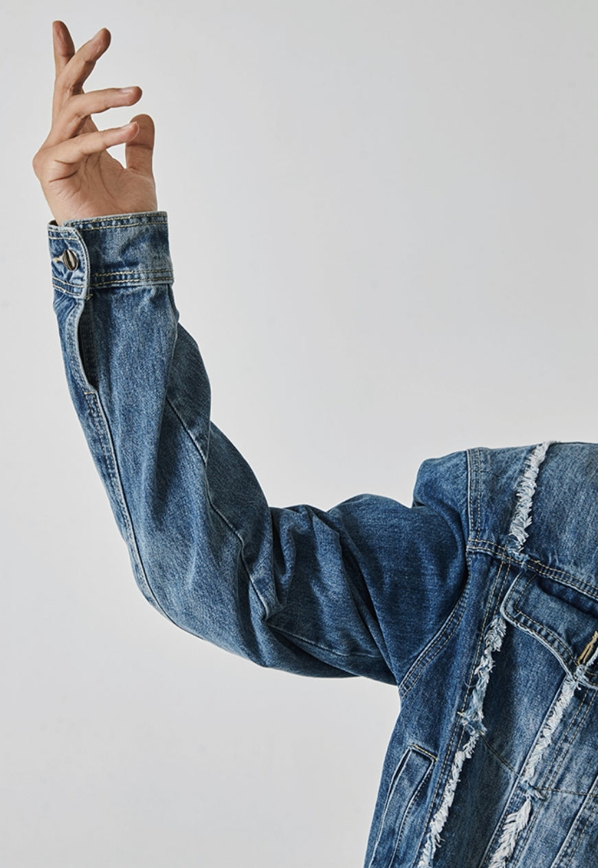 Men's Statement fringe design denim jacket