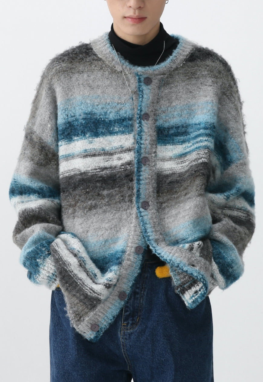 Men's Striped Rainbow Knit Jacket