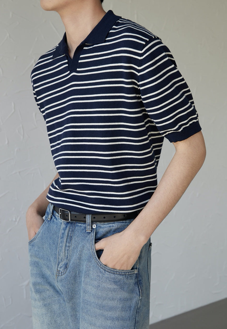 UZIP DESIGE Men's striped polo shirt