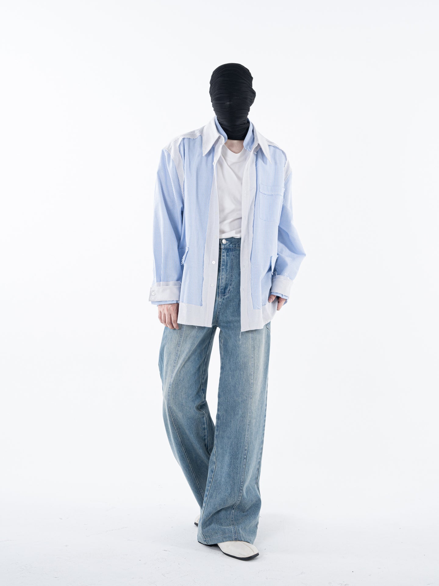 Men's Raw-edge striped two-piece shirt
