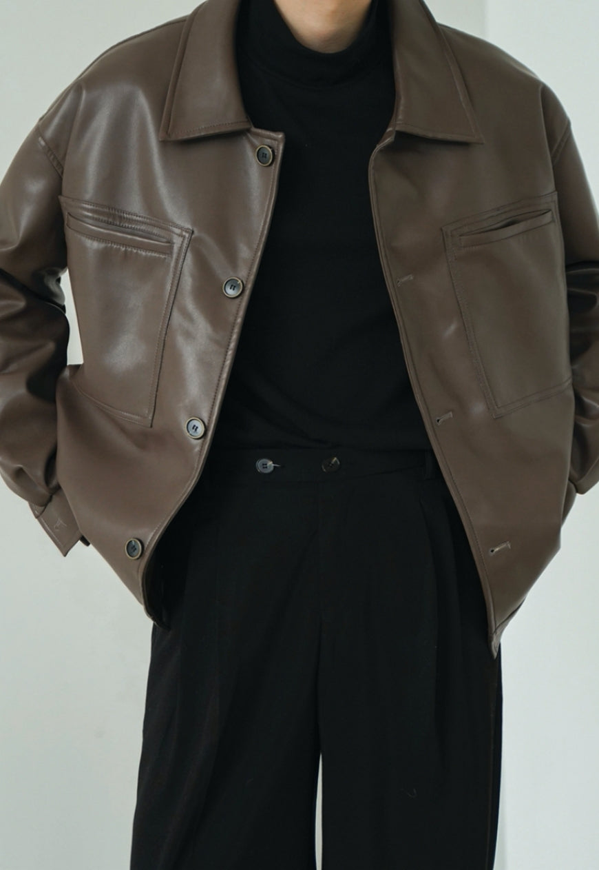 Men's Vintage PU leather jacket