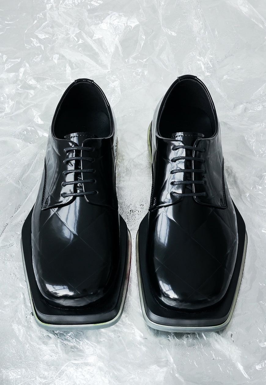 UZIP DESIGN Men's Shiny diamond irregular design leather shoes