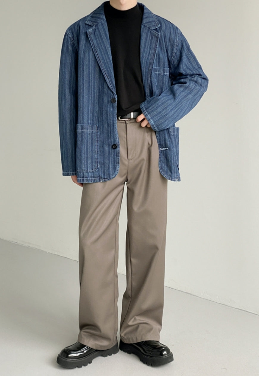 UZIP DESIGN Men's striped denim jacket