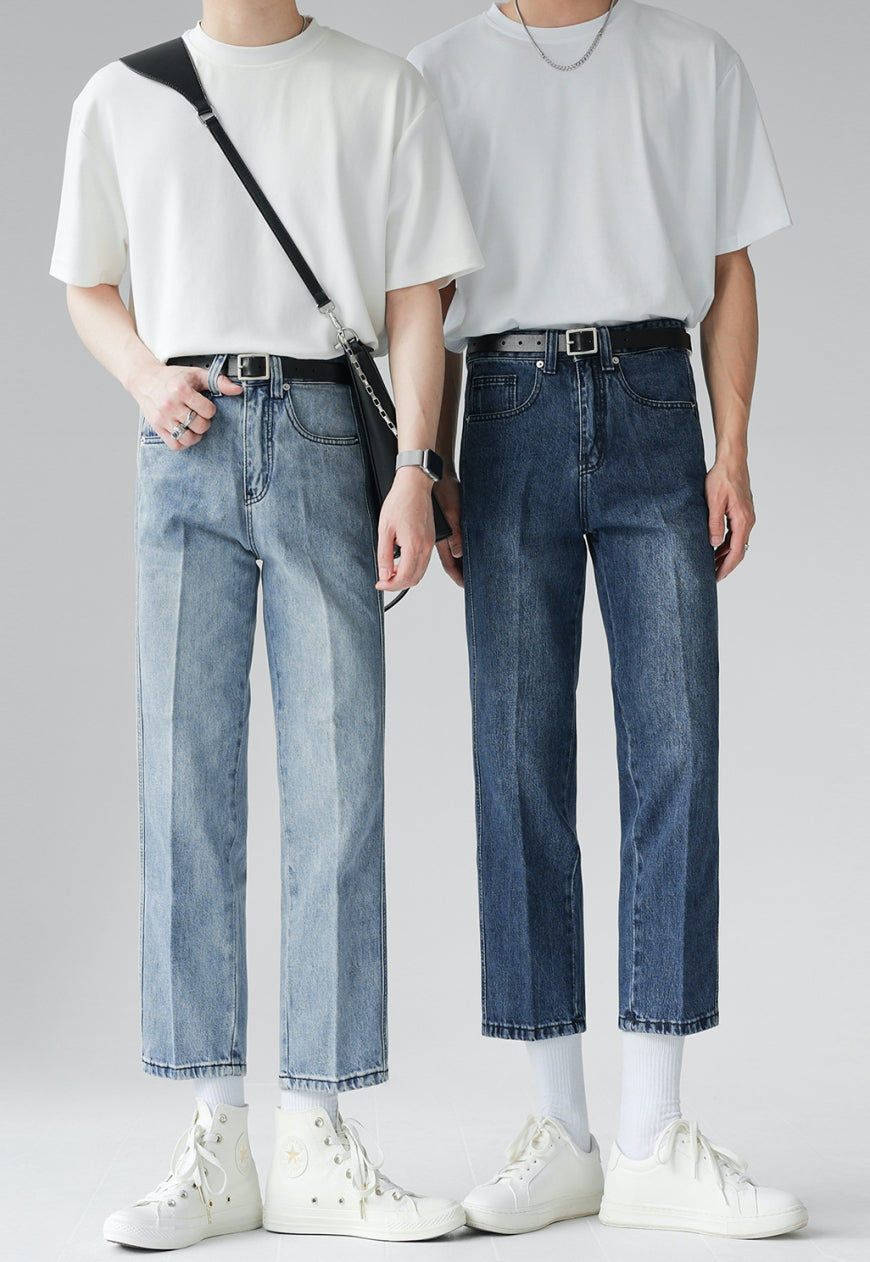 UZIP DESIGN Men's vintage solid color jeans