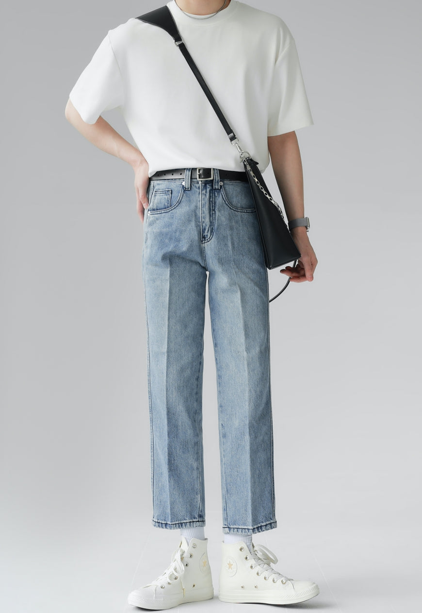 UZIP DESIGN Men's vintage solid color jeans