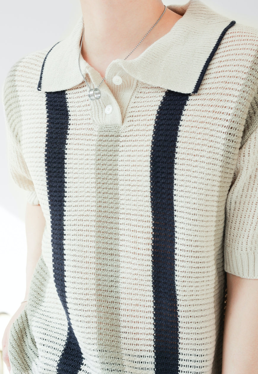 Men's premium striped polo top