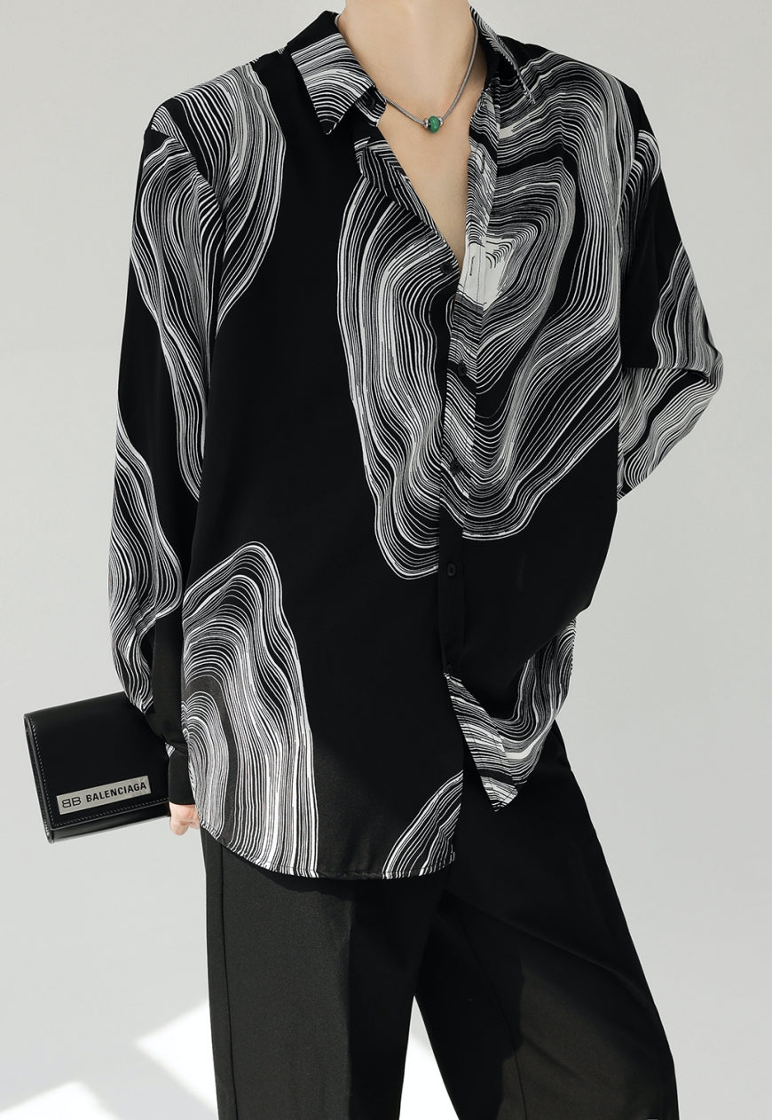UZIP DESIGN Men's fashion abstract pattern shirt