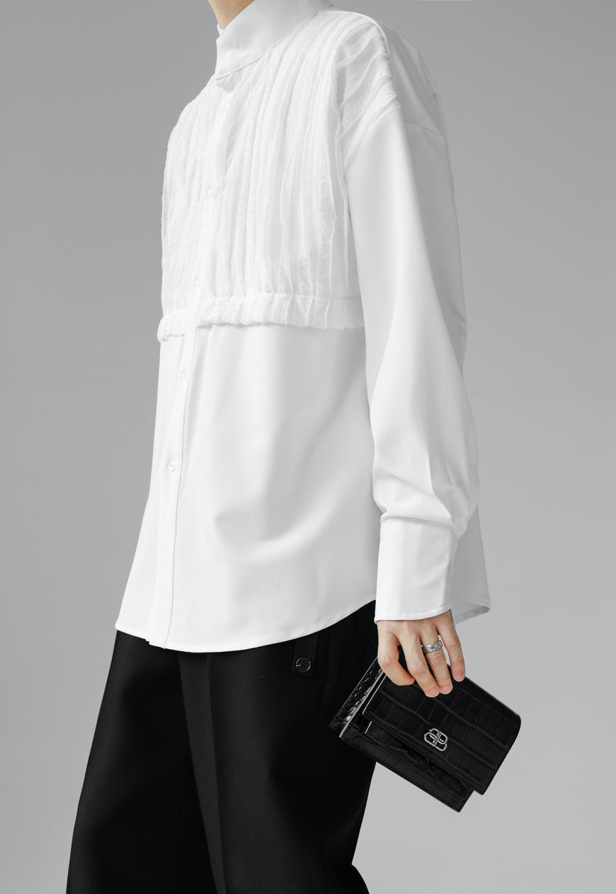 UZIP DESIGN Men's pleated technology long-sleeved shirt