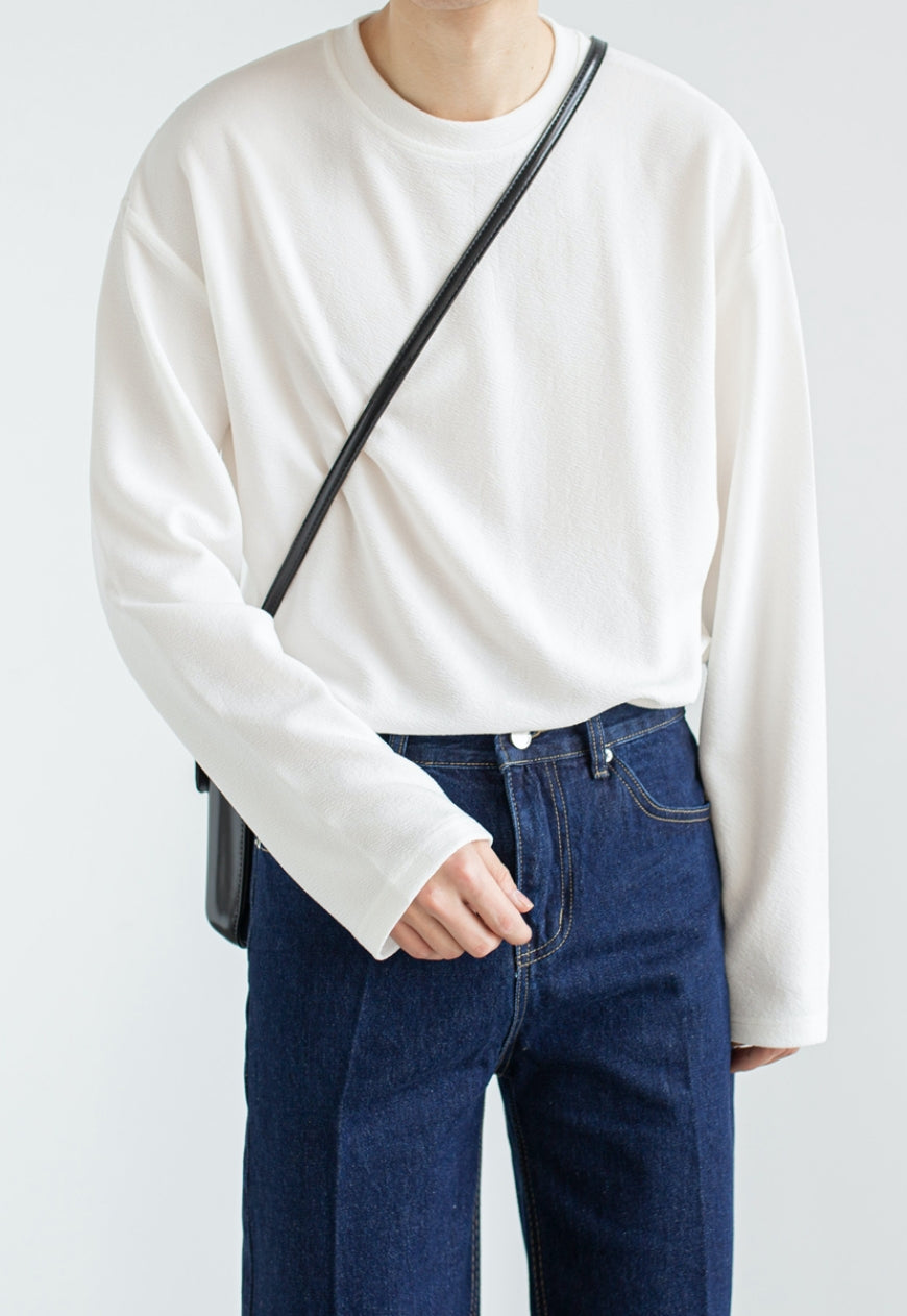 Men's Spring solid color round neck t-shirt