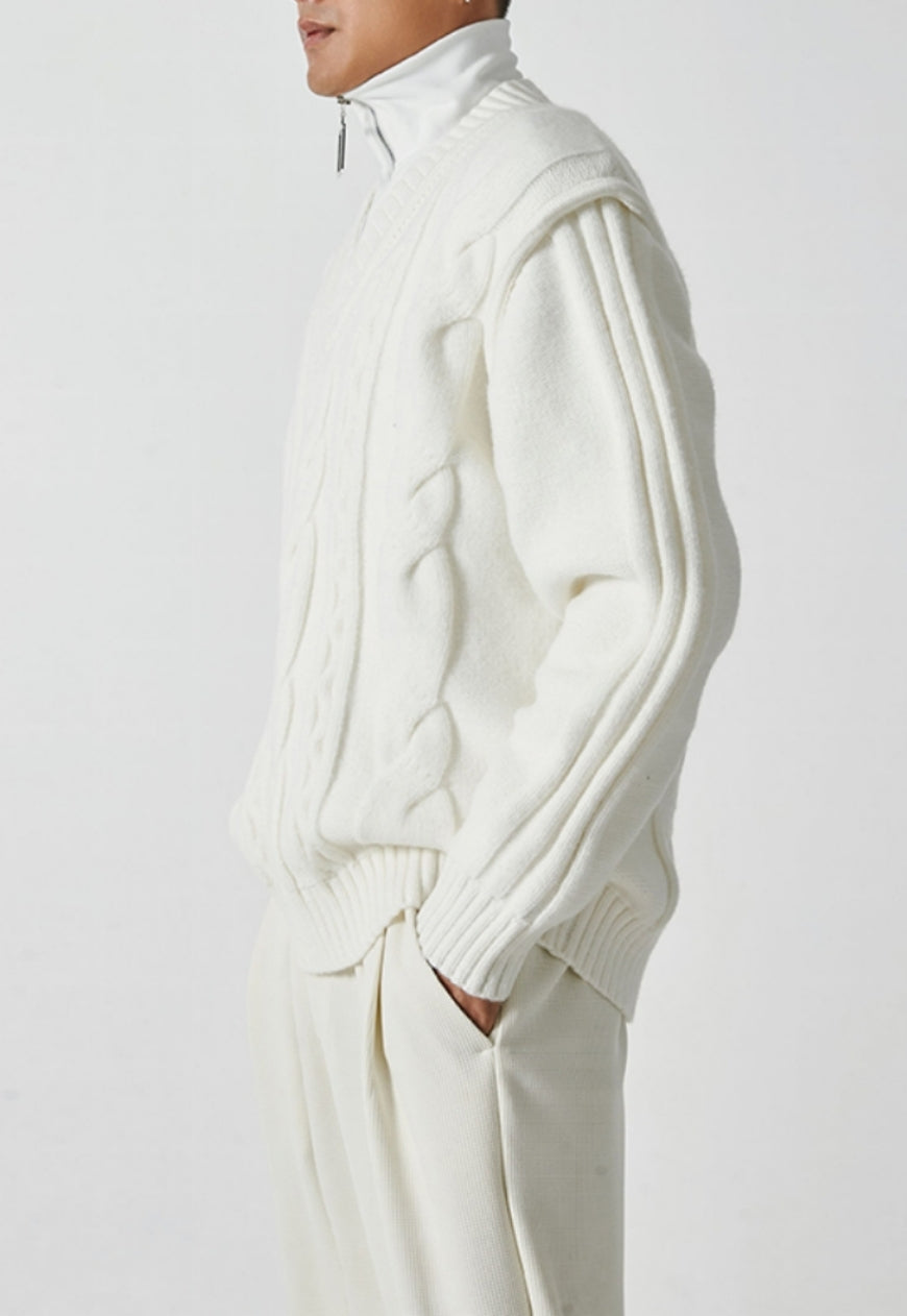 Men's V-neck linen pattern sweater