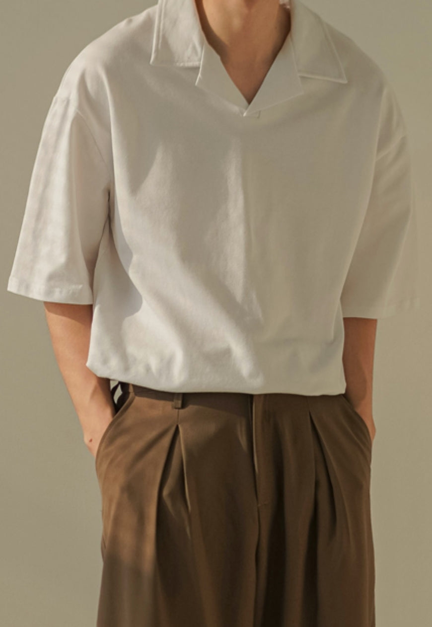 Men's Summer collar solid color t-shirt