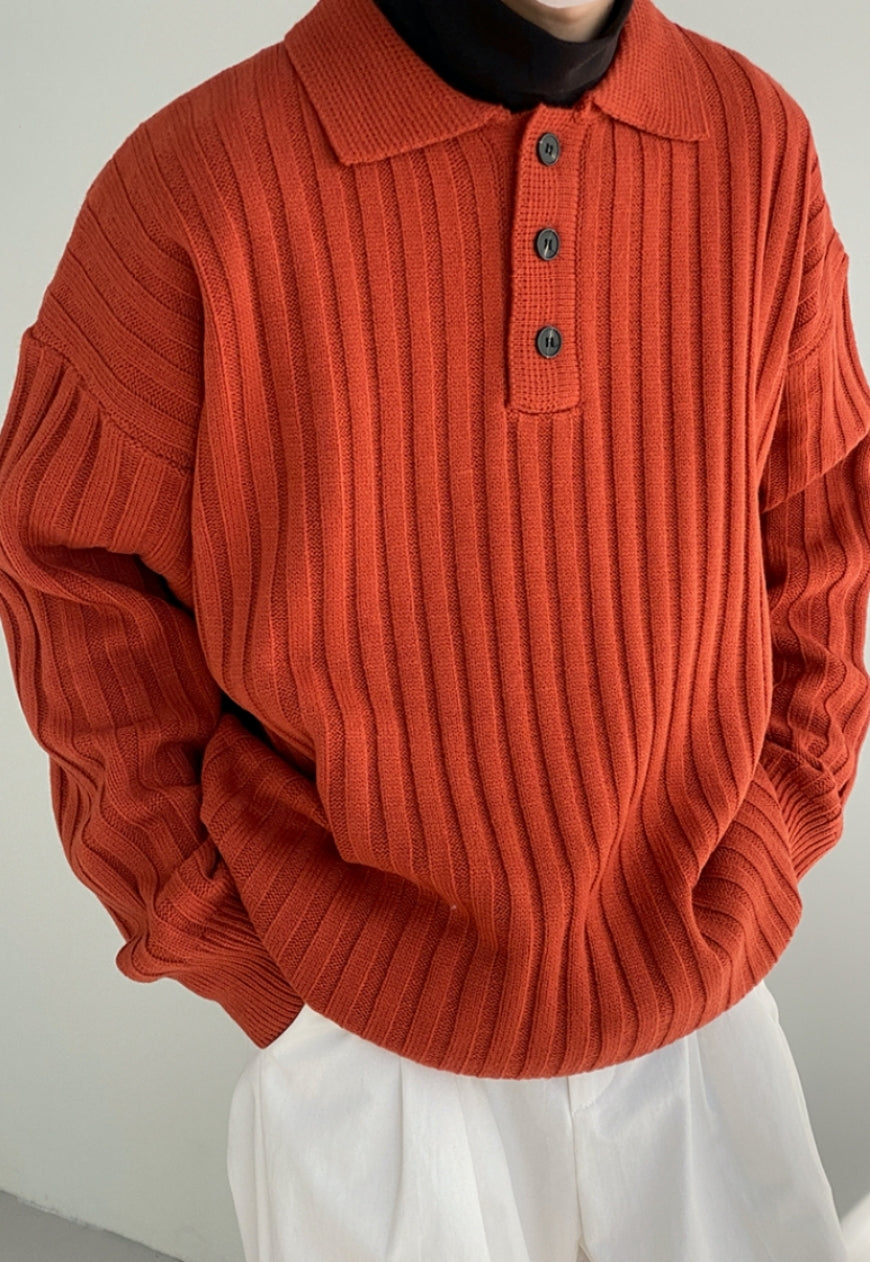 UZIP DESIGN Men's POLO Collar Needle Sweater