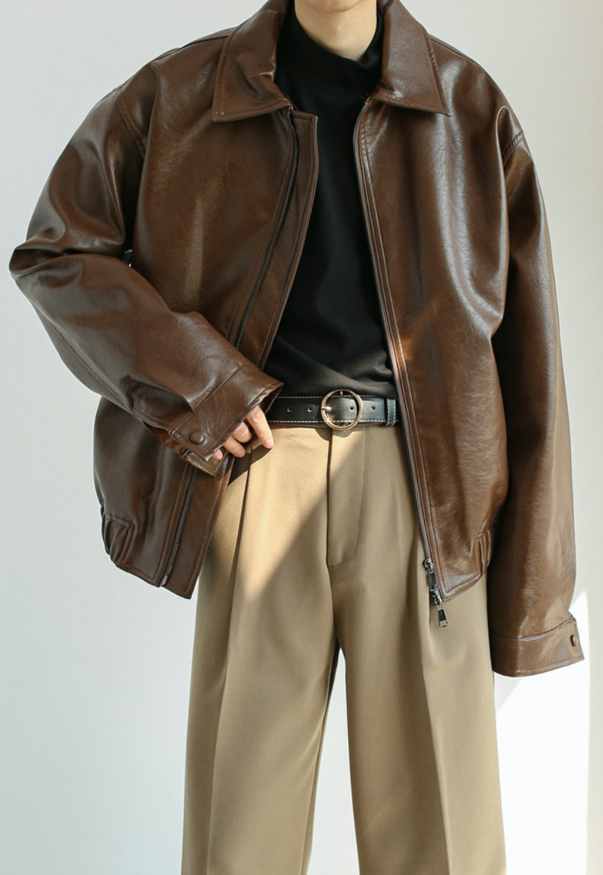 【Sale】Men's vintage leather jacket