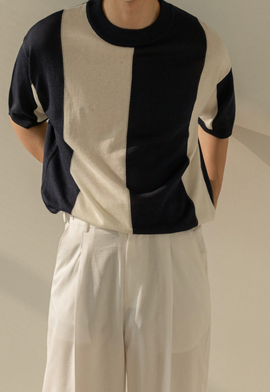 Men's All-match hit color short-sleeved knit
