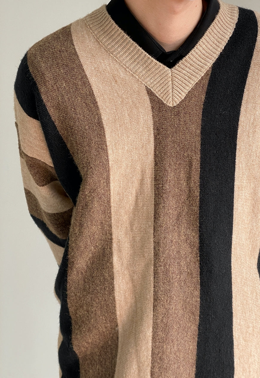 UZIP DESIGN Men's Retro striped sweater