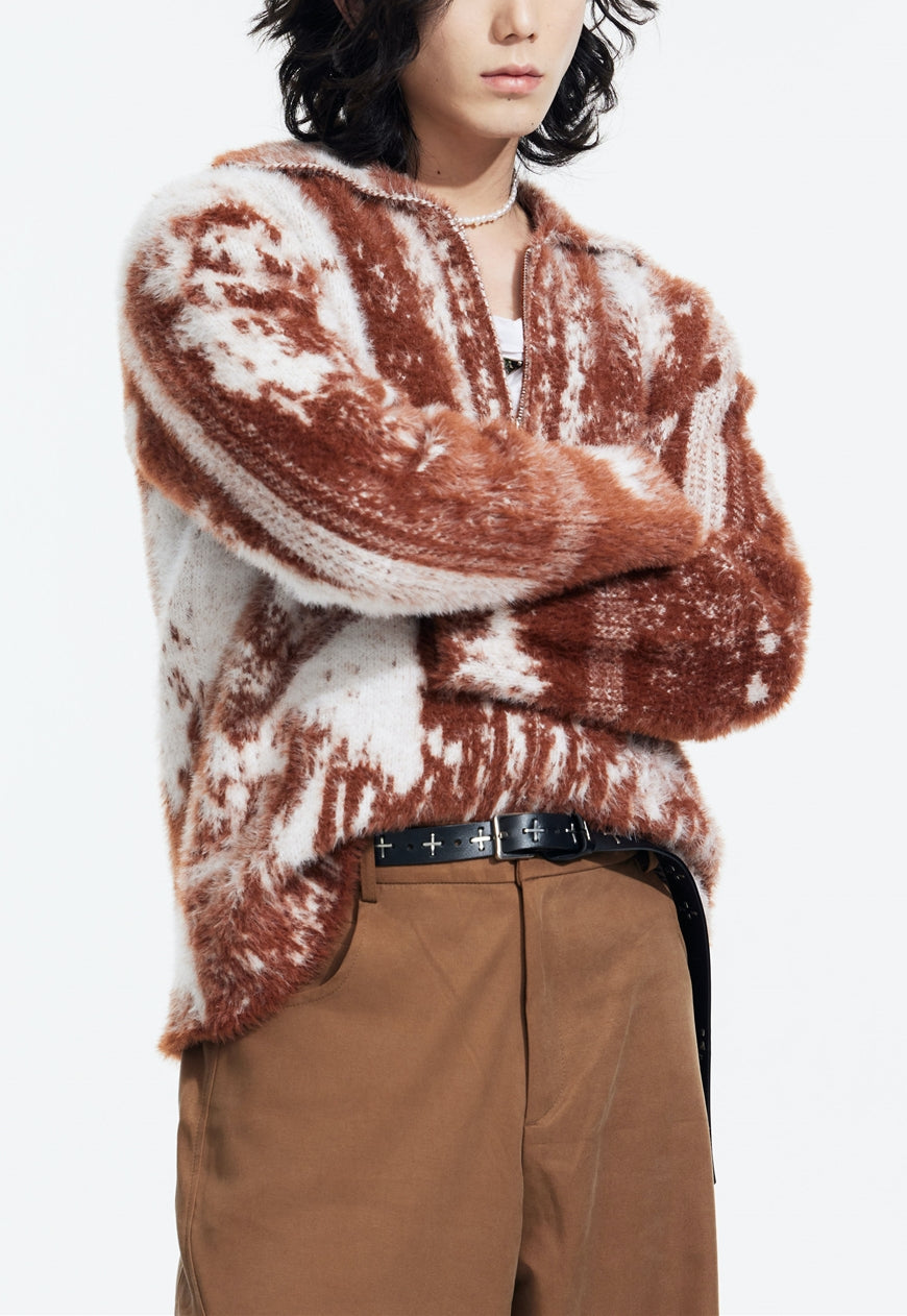 Men's zipped cardigan sweater