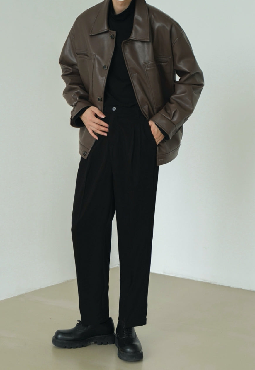 Men's Vintage PU leather jacket