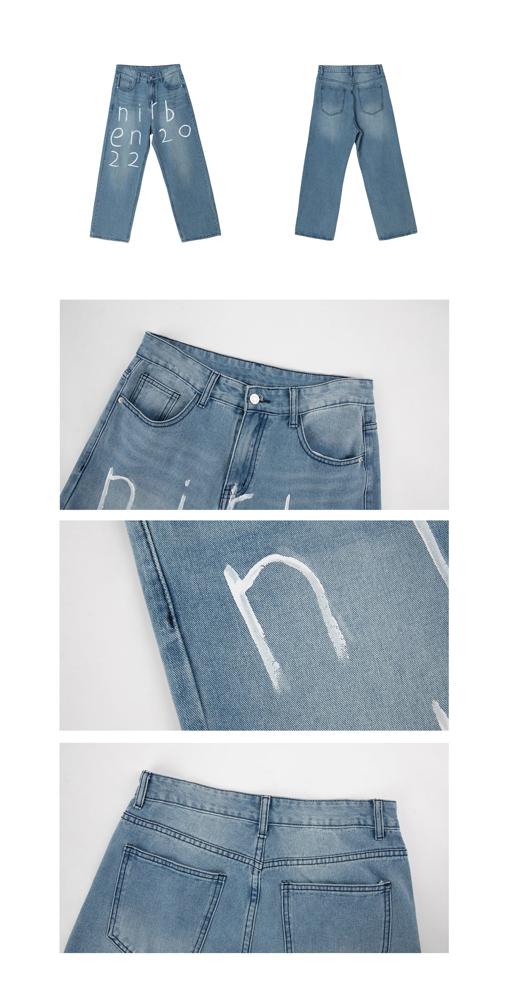 UZIP DESIGN Men's text design jeans