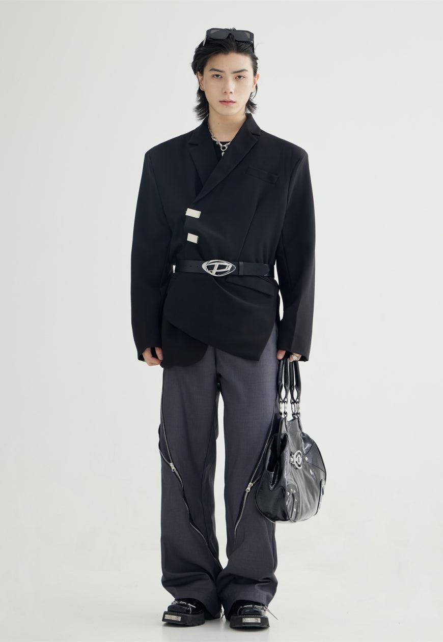 PeopleStyle Men's metal clip suit jacket