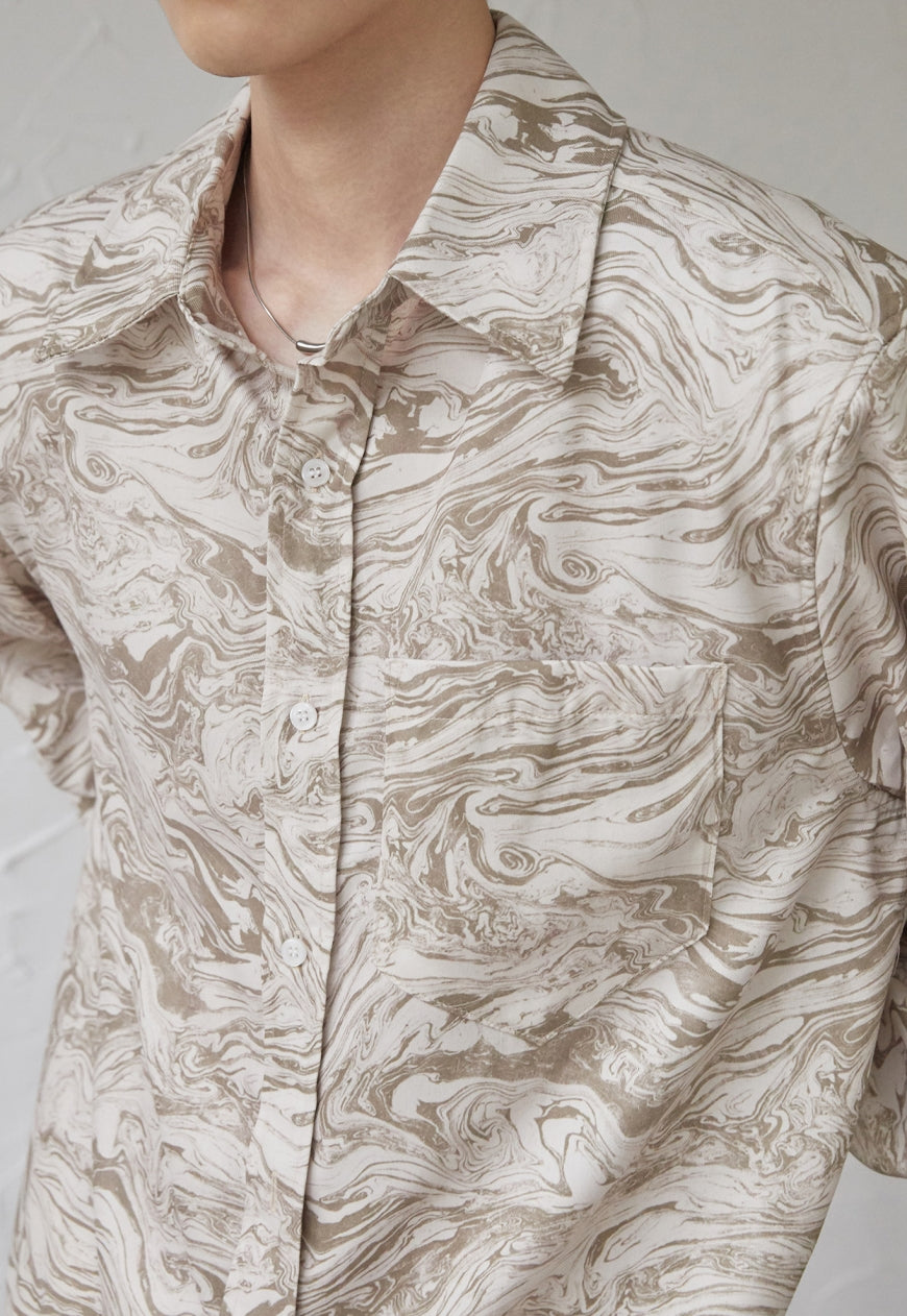 UZIP DESIGN Men's Marbled Shoulder Padded Shirt