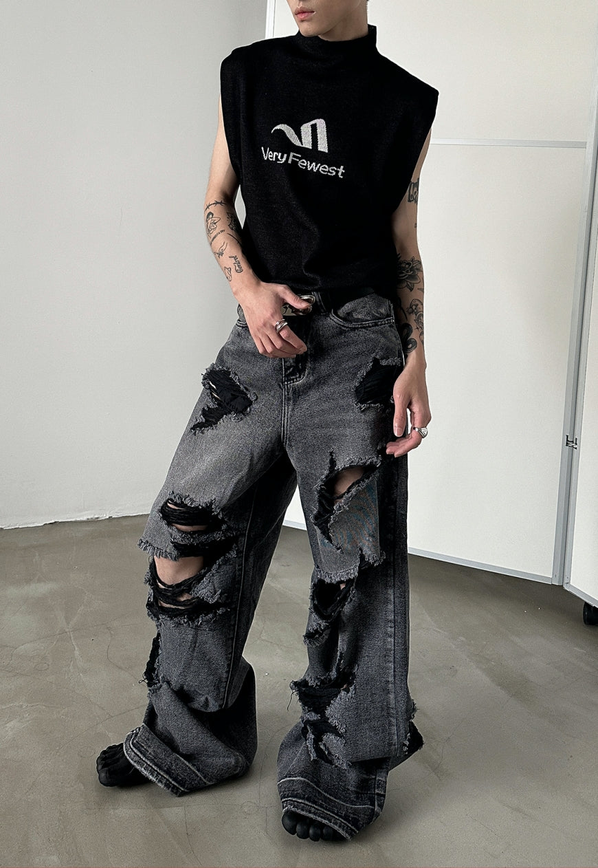 Men's Heavy engineered distressed jeans
