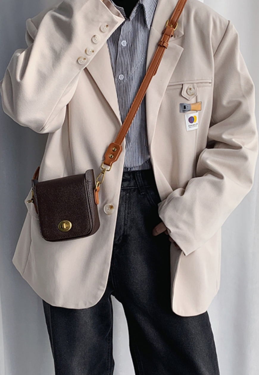 UZIP DESIGN Men's Brown leather crossbody bag