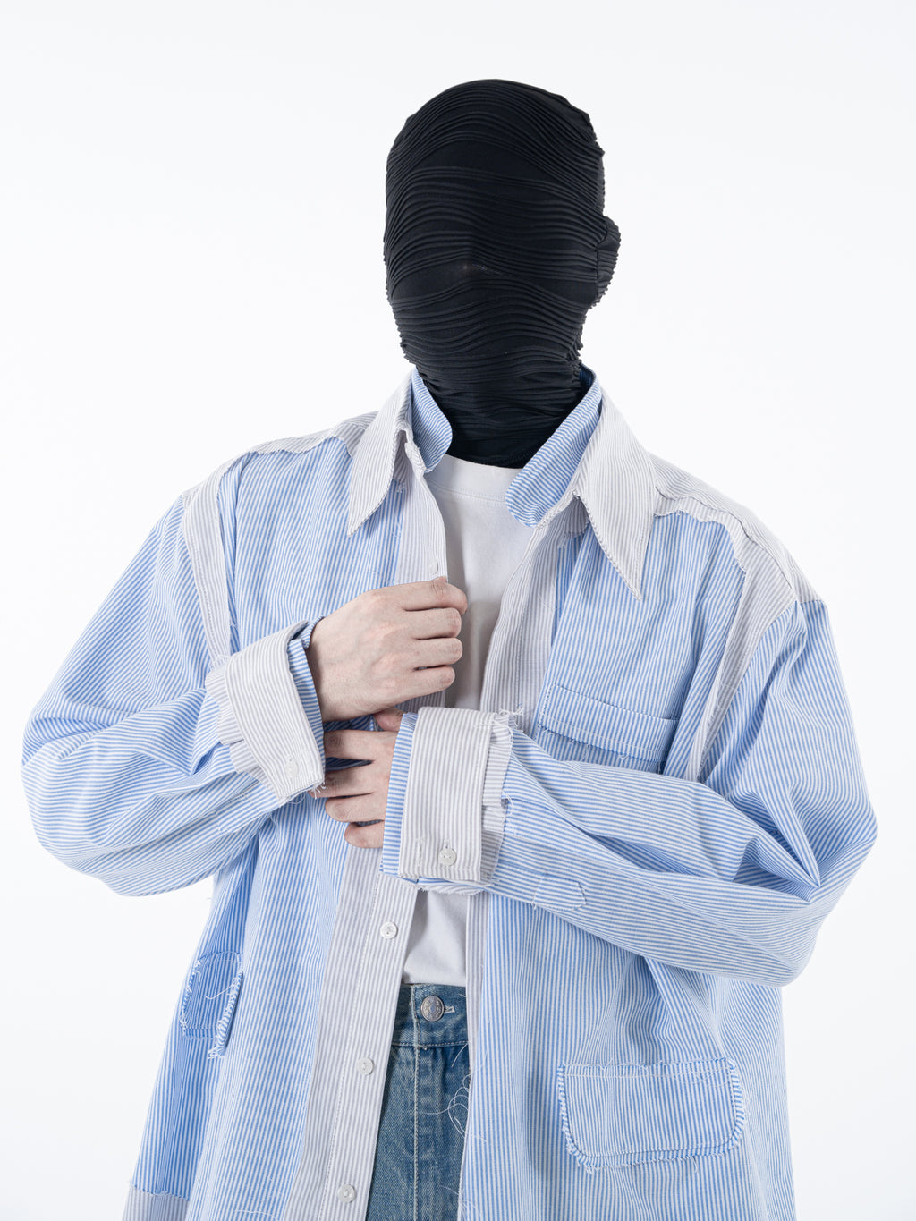 Men's Raw-edge striped two-piece shirt