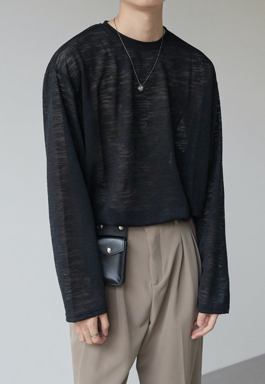 Men's Solid color summer round neck top