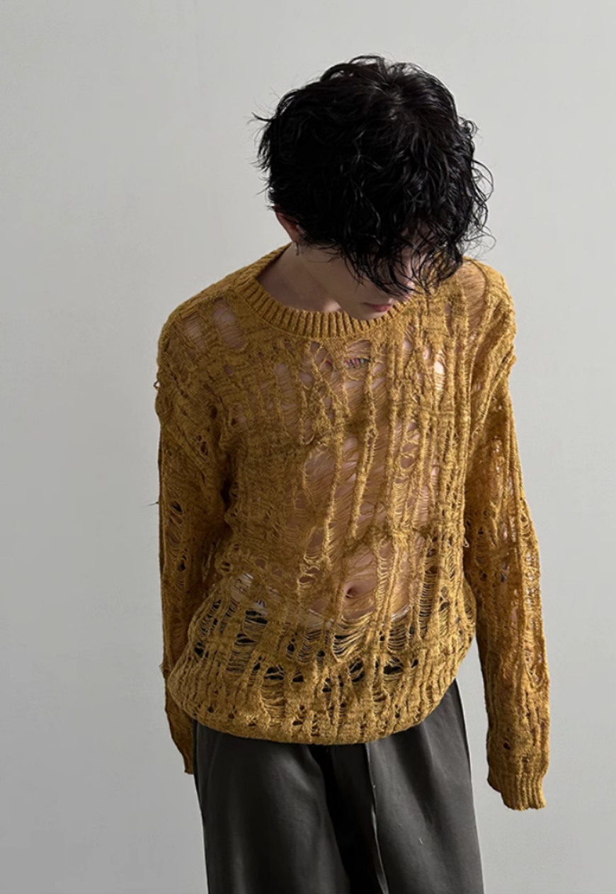 Men's hollow knitted sweater