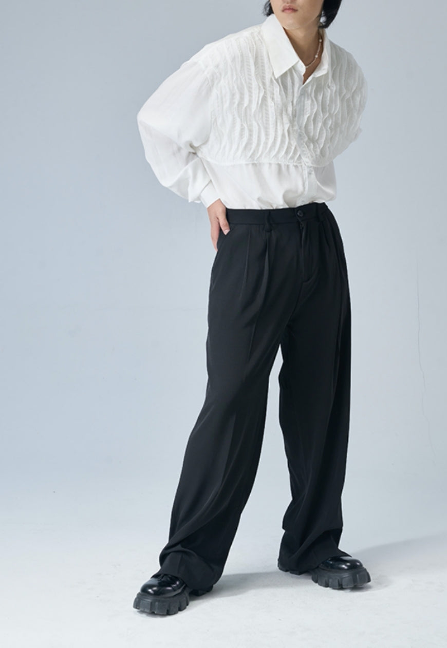 Men's Pleated technology long-sleeved shirt