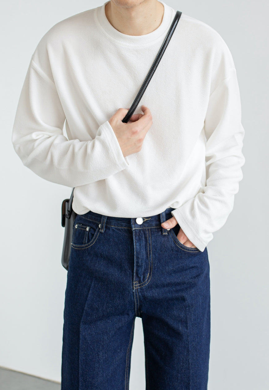 Men's Spring solid color round neck t-shirt