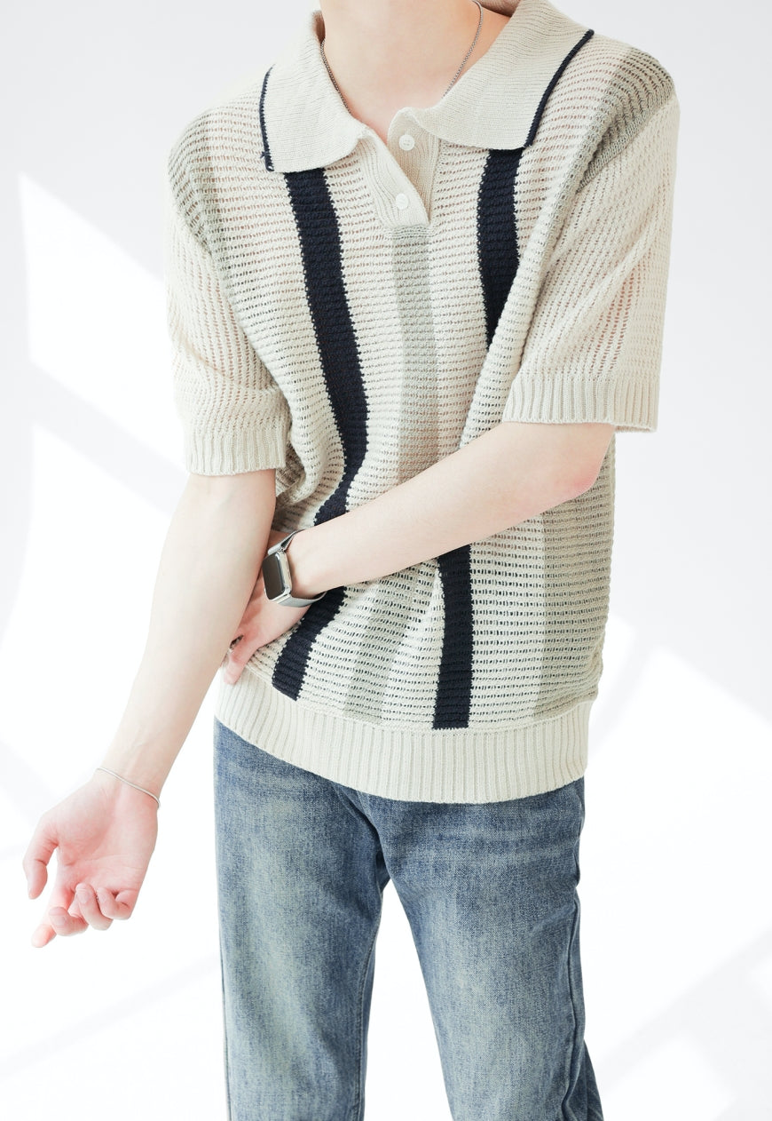 Men's premium striped polo top