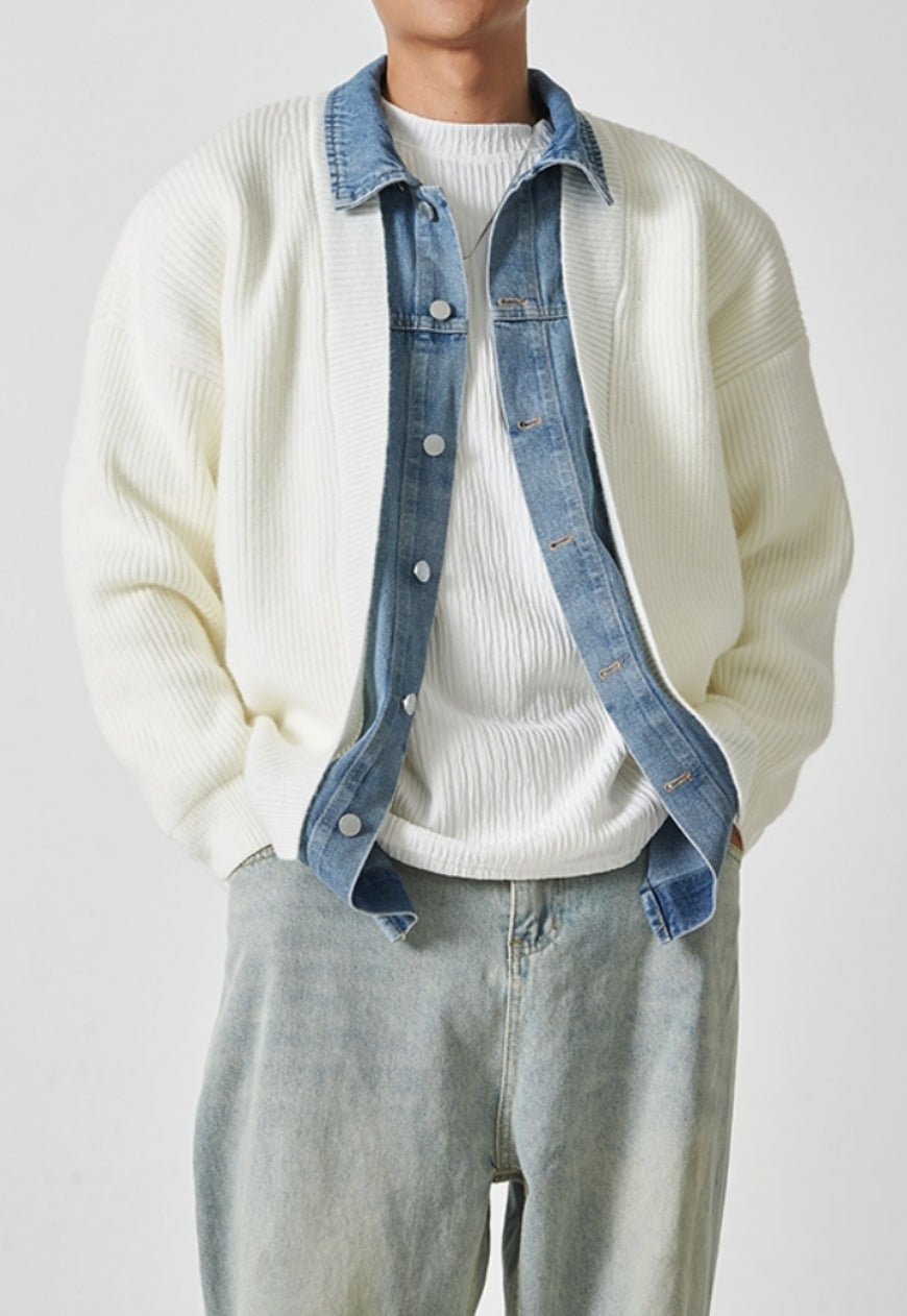 Men's Design Denim Cardigan Jacket