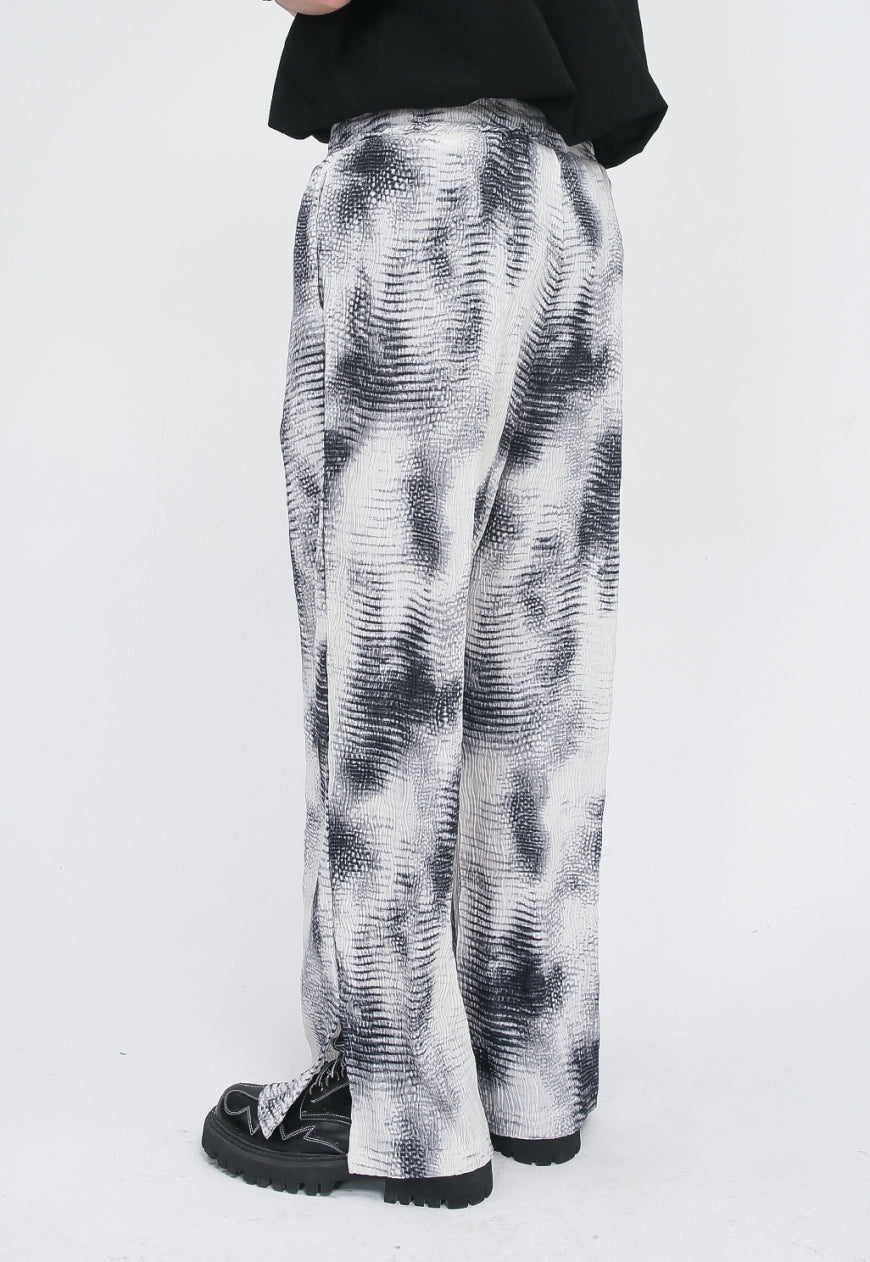 UZIP DESIGN Unisex tie-dye pleated slit trousers