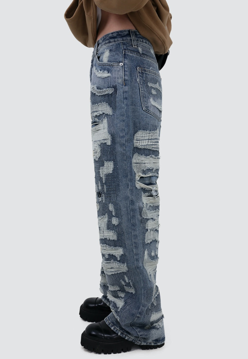 UZIP DESIGN Men's ripped jeans