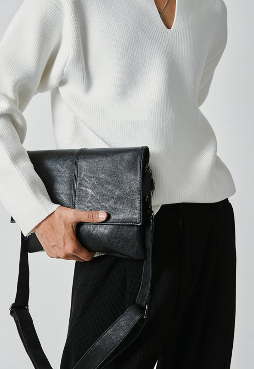 Men's flip cover leather bag