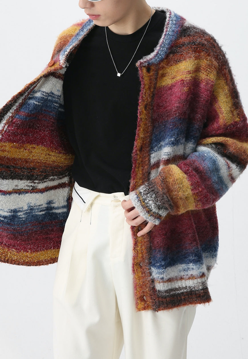 Men's Striped Rainbow Knit Jacket