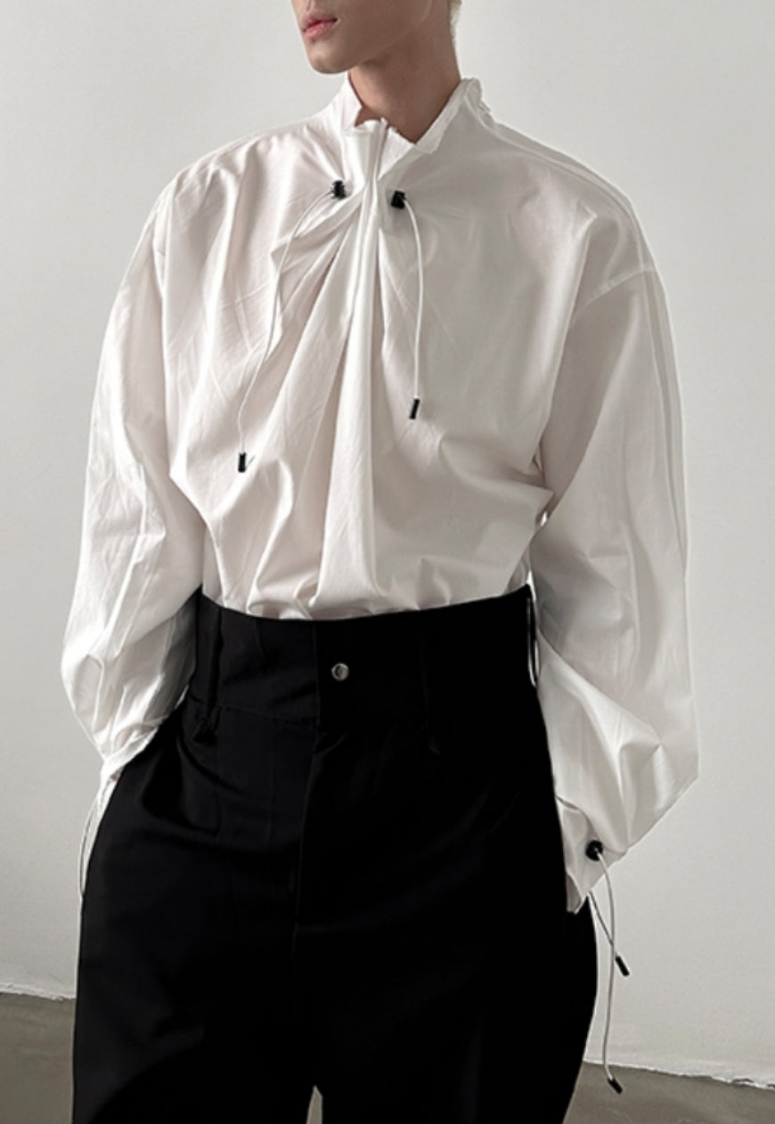 Men's drawstring neckline shirt
