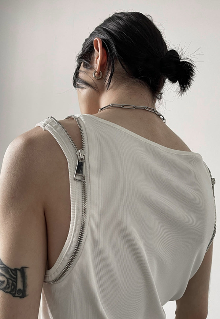 UZIP DESIGN Men's Double Zip Strap Tank Top
