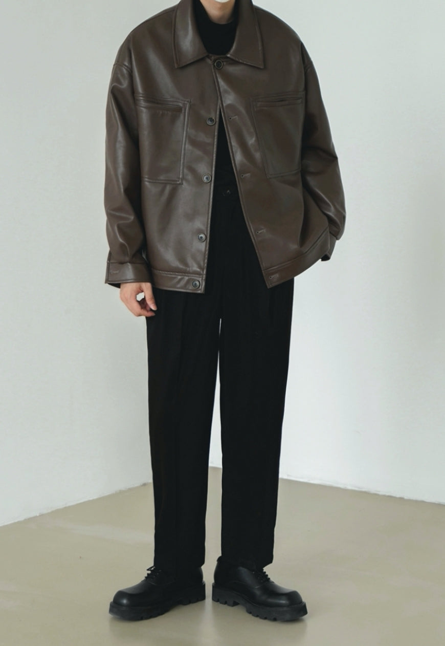 Men's Vintage PU leather jacket