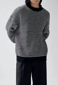 UZIP DESIGN Men's black white striped sweater