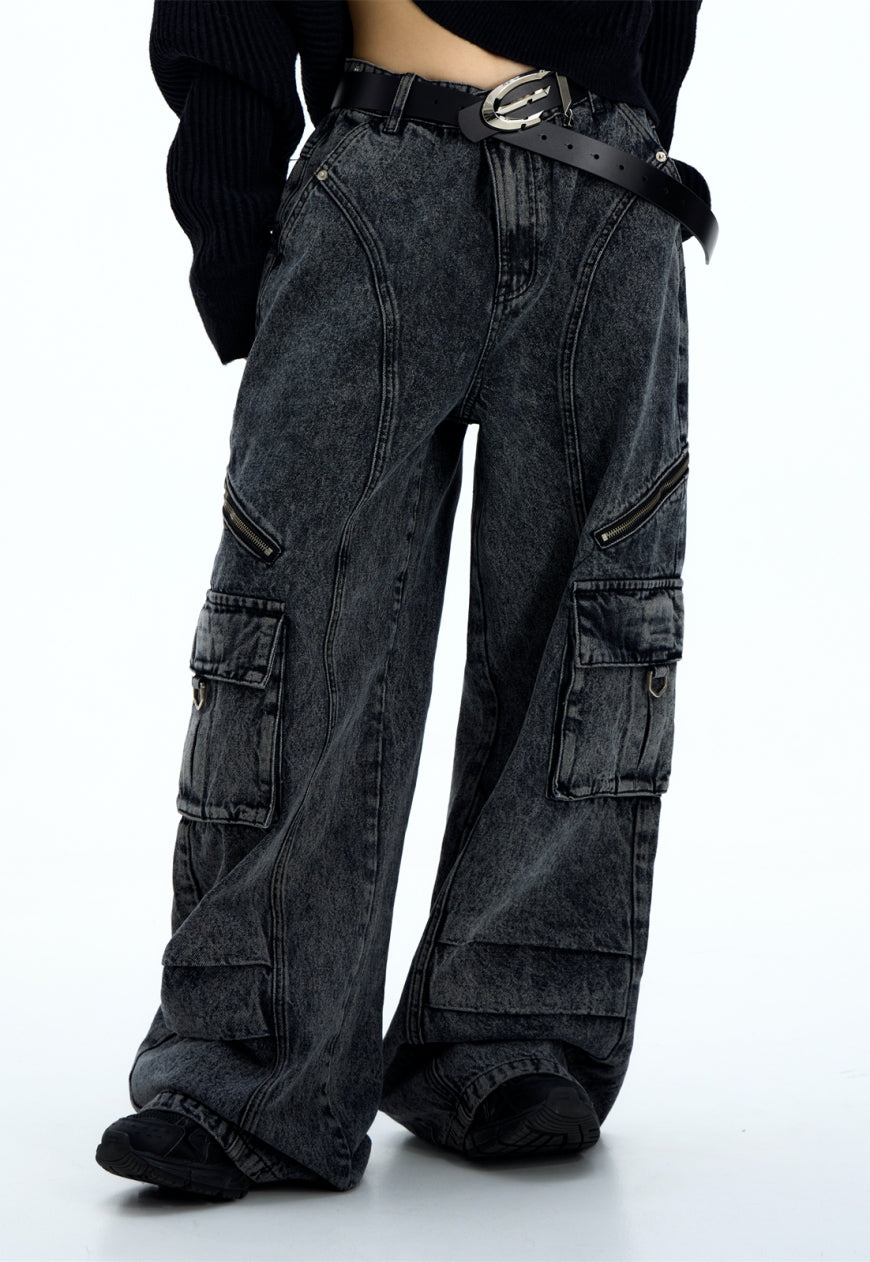 Men's Design vintage suspenders jeans