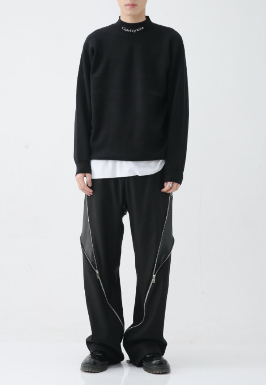 Men's statement zip trousers