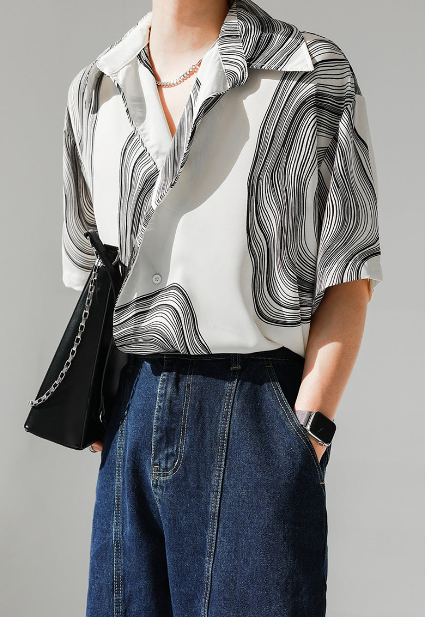UZIP DESIGN Men's fashion abstract pattern shirt